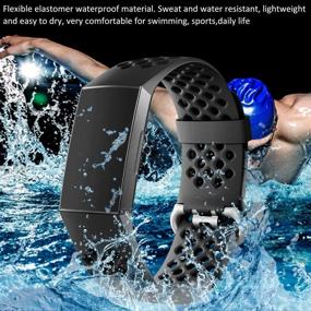 img 3 attached to 🌊 Водонепроницаемые браслеты Wepro с дышащими отверстиями для Fitbit Charge 4 / Charge 3 / Charge 3 SE - идеальная посадка для мужчин и женщин, доступны в малом и большом размерах.