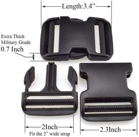 img 2 attached to 🔒 SGH Pro Extra Thick Military Grade Dual Adjustable Quick Side Release Buckles - 2 Inch Wide - Pack of 4 - Clips Snaps - No Sewing - Heavy Duty Plastic Replacement for Nylon Strap Webbing - Ideal for Boat Covers, Backpacks, Fanny Packs