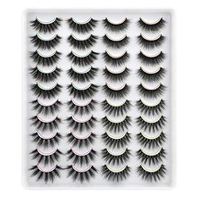 img 4 attached to 👁️ Lanflower Natural Look Dramatic 3D Faux Mink Eyelashes - Pack of 20 Pairs with 4 Styles