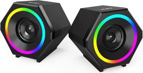 img 4 attached to 🔊 Enhanced Clear Stereo Sound USB-Powered Gaming Speaker with RGB LED Light - NJSJ H112 10W Computer Speakers for PC, Desktop, Laptop, Cellphone - Volume Control, 3.5mm Aux-in Wired Multimedia Speaker