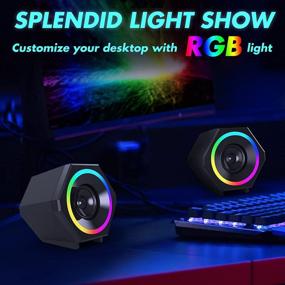 img 2 attached to 🔊 Enhanced Clear Stereo Sound USB-Powered Gaming Speaker with RGB LED Light - NJSJ H112 10W Computer Speakers for PC, Desktop, Laptop, Cellphone - Volume Control, 3.5mm Aux-in Wired Multimedia Speaker