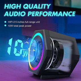 img 3 attached to 🔊 Enhanced Clear Stereo Sound USB-Powered Gaming Speaker with RGB LED Light - NJSJ H112 10W Computer Speakers for PC, Desktop, Laptop, Cellphone - Volume Control, 3.5mm Aux-in Wired Multimedia Speaker