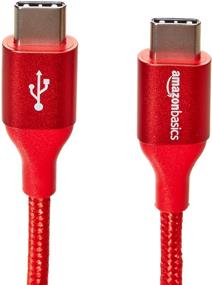 img 2 attached to 🔌 Кабель быстрой зарядки Amazon Basics Double Braided Nylon USB-C на USB-C 2.0, 3A - 1 фут, красный: Качественное и эффективное решение для зарядки