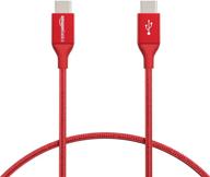 🔌 кабель быстрой зарядки amazon basics double braided nylon usb-c на usb-c 2.0, 3a - 1 фут, красный: качественное и эффективное решение для зарядки логотип