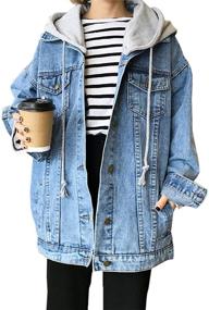 img 4 attached to 👚 Gihuo Women's Oversized Hooded Denim Jacket - Loose Fit Boyfriend Jean Jacket