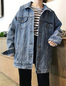 img 2 attached to 👚 Gihuo Women's Oversized Hooded Denim Jacket - Loose Fit Boyfriend Jean Jacket