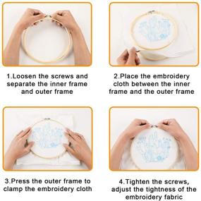 img 2 attached to 🧵 JARLINK 4 Pack Embroidery Starter Kit for Adults Beginners - Complete with Instructions, Cross Stitch Hoops, Plant Flowers Patterned Cloth, Color Threads, and Tools - DIY Embroidery Set