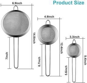 img 2 attached to Swify Fine Mesh Strainer Set of 3 - Stainless Steel Strainers for Kitchen Cooking, Tea, Coffee, Pasta, Frying, Vegetable Drain - Food Strainer Colander Sieve with Long Handle