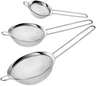 swify fine mesh strainer set of 3 - stainless steel strainers for kitchen cooking, tea, coffee, pasta, frying, vegetable drain - food strainer colander sieve with long handle logo