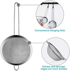 img 1 attached to Swify Fine Mesh Strainer Set of 3 - Stainless Steel Strainers for Kitchen Cooking, Tea, Coffee, Pasta, Frying, Vegetable Drain - Food Strainer Colander Sieve with Long Handle