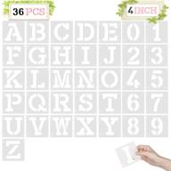 🎨 36 pcs reusable plastic letter stencils, 4 inch art craft alphabet templates with connection design - ideal for painting on wood, glass, canvas, fabric, wall, rock, chalkboard logo