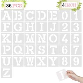 img 4 attached to 🎨 36 Pcs Reusable Plastic Letter Stencils, 4 inch Art Craft Alphabet Templates with Connection Design - Ideal for Painting on Wood, Glass, Canvas, Fabric, Wall, Rock, Chalkboard