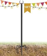 🌟 derkniel 10 ft outdoor string light pole stand, adjustable globe patio light post for garden lawn, hanging outside decorate lighting, 1 pack logo