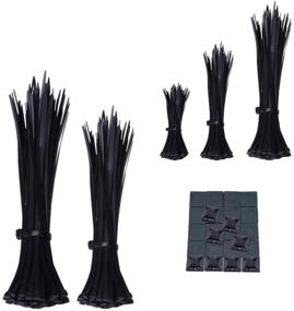 img 3 attached to 🔗 600pcs Black Self-Locking Nylon Cable Zip Ties - Assorted Sizes 4/6/8/10/12 Inch - Cable Mount Included