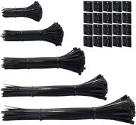 🔗 600pcs black self-locking nylon cable zip ties - assorted sizes 4/6/8/10/12 inch - cable mount included logo