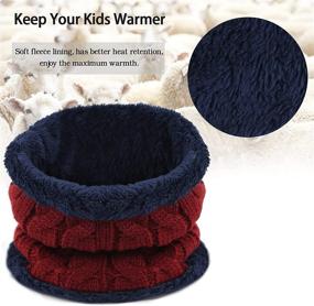 img 1 attached to Winter Warm Knit Beanie Hat Cap and Scarf Set with Fleece Lining for Kids Boys and Girls