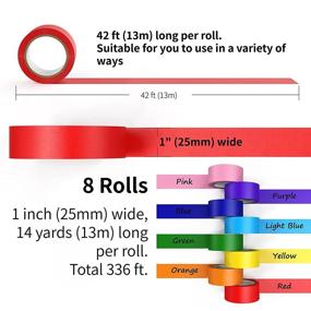 img 3 attached to Vibrant Colored Masking Tapes - Ideal for Kids Crafts, Coding, Labeling, Classroom - 8 Colors, 1 inch Wide x 14 Yards Long