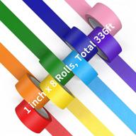 vibrant colored masking tapes - ideal for kids crafts, coding, labeling, classroom - 8 colors, 1 inch wide x 14 yards long logo
