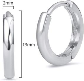 img 3 attached to Rhodium Plated 2mm x 13mm Plain Small Hoop Huggie Earrings in 925 Sterling Silver