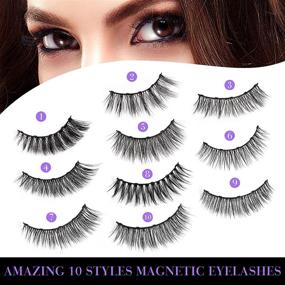 img 1 attached to 💃 10 Pairs Magnetic Eyelashes with Eyeliner Kit - Magnetic Lashes Set for Natural Look, Easy to Wear and Reusable - No Glue Needed, with Magnetic Eyeliner