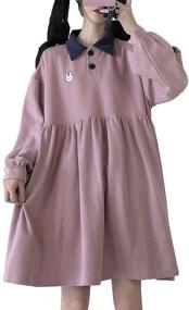 img 4 attached to 👗 Stylish Packitcute Teen Girls Dress: Long Sleeve Lolita Casual A-Line Dresses in Plus Size