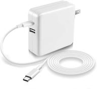 🔌 мощный 96w адаптер питания usb c для зарядки macbook pro 16/15/13 дюймов 2018/2019/2020 | двухпортовый usb c и usb a | в комплекте 6.6 футовый/2 метровый usb-c кабель. логотип