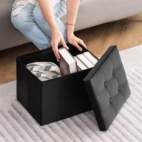 img 3 attached to 🪑 YOUDENOVA Small Ottoman with Storage: Foldable Rectangular Footstool, 36L Storage Space, Black