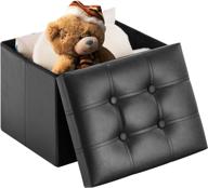 🪑 youdenova small ottoman with storage: foldable rectangular footstool, 36l storage space, black logo