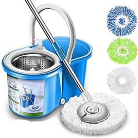 img 4 attached to Simpli-Magic Blue Spin Mop with 4 Included Heads - Basic Version