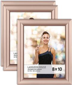 img 4 attached to 🖼️ Stylish Langdon House 8x10 Rose Gold Picture Frames: 3 Pack Photo Frames, Contemporary Glam Design, Wall Mount or Table Top, Celebration Collection