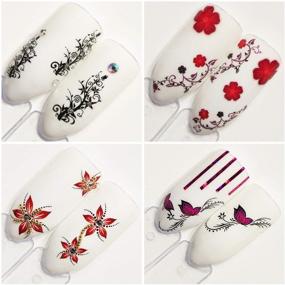 img 2 attached to 💅 Nail Water Decals Nail Art Stickers for Women - Black Lace Slide Tattoo Papers - Butterfly, Flower, Cat, Long Vine - Toenail Accessories - 40 Sheets Assorted Designs - DIY Styling - Nail Decorations