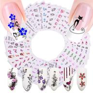 💅 nail water decals nail art stickers for women - black lace slide tattoo papers - butterfly, flower, cat, long vine - toenail accessories - 40 sheets assorted designs - diy styling - nail decorations logo