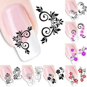 img 1 attached to 💅 Nail Water Decals Nail Art Stickers for Women - Black Lace Slide Tattoo Papers - Butterfly, Flower, Cat, Long Vine - Toenail Accessories - 40 Sheets Assorted Designs - DIY Styling - Nail Decorations