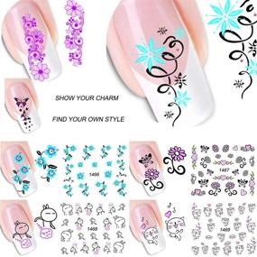 img 3 attached to 💅 Nail Water Decals Nail Art Stickers for Women - Black Lace Slide Tattoo Papers - Butterfly, Flower, Cat, Long Vine - Toenail Accessories - 40 Sheets Assorted Designs - DIY Styling - Nail Decorations