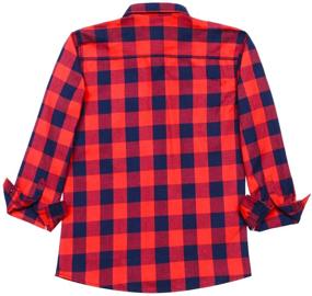 img 3 attached to 👦 LIBERFOLKIE Boys' Button Down Plaid Shirt: Comfy Cotton, Long Sleeve, Sizes 18M-6 Years