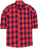 👦 liberfolkie boys' button down plaid shirt: comfy cotton, long sleeve, sizes 18m-6 years logo