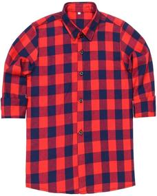 img 4 attached to 👦 LIBERFOLKIE Boys' Button Down Plaid Shirt: Comfy Cotton, Long Sleeve, Sizes 18M-6 Years