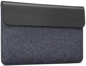 img 4 attached to 🖥️ Lenovo Yoga Laptop Sleeve 14-Inch: Leather & Wool Felt, Magnetic Closure, Accessory Pocket - Black - GX40X02932