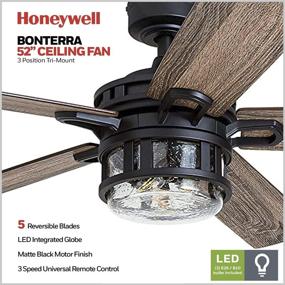 img 3 attached to Honeywell Ceiling Fans 50690-01 Bonterra: Sleek 52-Inch Matte Black Fan for Effortless Cooling