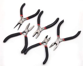 img 1 attached to 🔧 Spk Jewelry 5pcs Mini Jeweler Pliers Tool Kit: Non-Slip, Slim Design for Precision Jewelry Making, Beading & Wire Wrapping - Includes Round, Long Bent, Diagonal Side Cutter, End Cutting and Nose Pliers - 5" Size