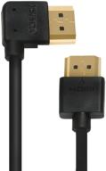 ysimda 6-футовый ультратонкий гибкий hdmi-кабель серии - 270° угловой левый a-a, 2.0 высокоскоростной, золотой коннектор, 18g, ethernet, 3d, 4k и поддержка возврата аудио. логотип