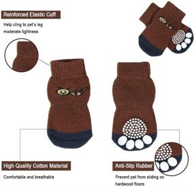 img 2 attached to 🧦 Non-Slip Knit Dog Socks with Grips and Rubber Reinforcement - Ideal Pet Paw Protectors for Indoor Wear (4 Pieces)