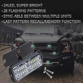 img 3 attached to ASPL 4Pcs Sync Feature 24-LED Surface Mount Flashing Strobe Lights For Truck Car Vehicle LED Mini Grille Light Head Emergency Beacon Hazard Warning Lights (Green/White)
