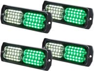 aspl 4pcs sync feature 24-led surface mount flashing strobe lights for truck car vehicle led mini grille light head emergency beacon hazard warning lights (green/white) logo