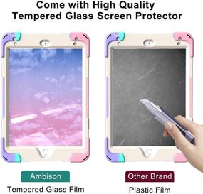 img 3 attached to 🌈 iPad Mini 5/4 Case: Kid Proof Ambison Full Body Protective Case with 9H Tempered Glass Screen Protector and 360° Rotatable Kickstand (Light Rainbow)