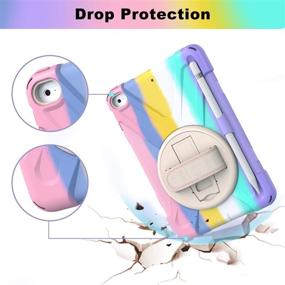 img 1 attached to 🌈 iPad Mini 5/4 Case: Kid Proof Ambison Full Body Protective Case with 9H Tempered Glass Screen Protector and 360° Rotatable Kickstand (Light Rainbow)