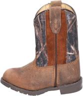 smoky mountain hopalong series: toddler western boots with u-toe leather, tpr sole, walking heel, man-made lining, and distressed design logo