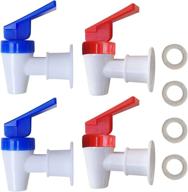 🚰 convenient replacement cooler faucet set - 2 blue and 2 red water dispenser taps - internal thread plastic spigot логотип