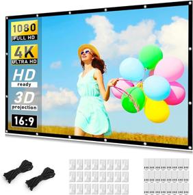 img 4 attached to 📽️ 120 inch Projector Screen, Taotique 4K Movie Projector Screen 16:9 HD Foldable Portable Non-Wrinkle Indoor Outdoor Projection Double Sided Video Screen for Home, Party, Office, Classroom