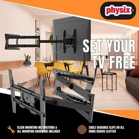 img 2 attached to 📺 Physix 2120 Long Arm TV Wall Mount: Full-Motion, 32-75 inch Screens, Extra Long 47 inch Extension, Holds 77 lbs, Swivels 180° - Max VESA 400x400